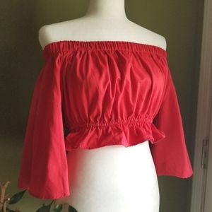 Forever 21 Red Off-shoulder Crop top